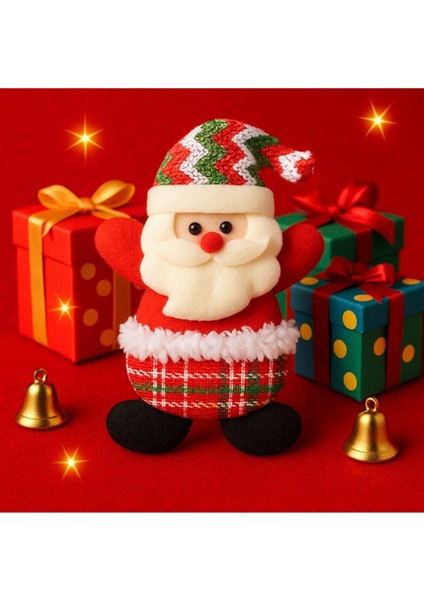 3'lü Peluş Karakterlerle Eğlenceli Yeni Yıl Dekoru Noel Figürleri Yılbaşı Ağaç Süsleri 17 cm x 11 cm