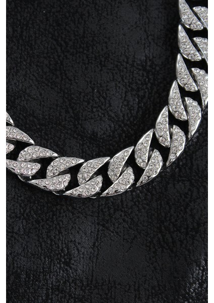 Pirinç Zirkon Taşlı Cuba Gurmet Model Gümüş Renk Erkek Kolye - TJ-ERK1404 modelleri