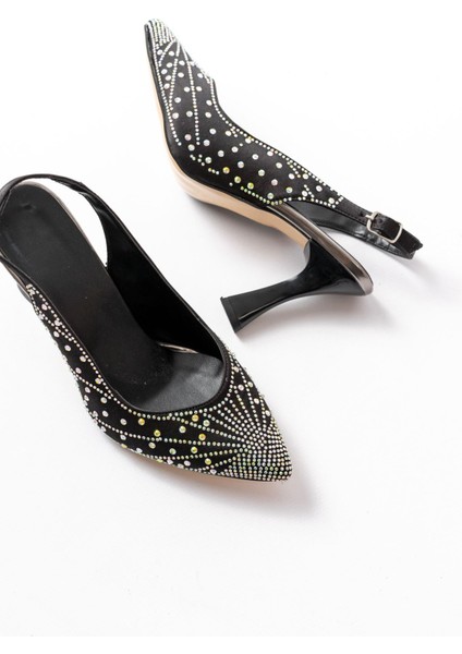 S-601 Siyah Arkası Açık Taş Aksesuarlı Günlük Kadın Sandalet fırsatları