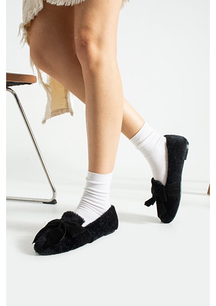 Kadın Fiyonk Detaylı Kışlık Iç Mekan - Dış Mekan Kışlık Babet modelleri