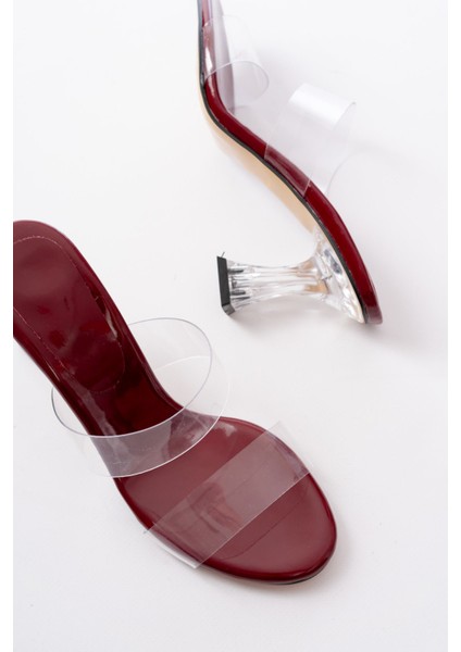 S-618 Bordo Rugan Çift Bantlı Topuklu Kadın Terlik fırsatları