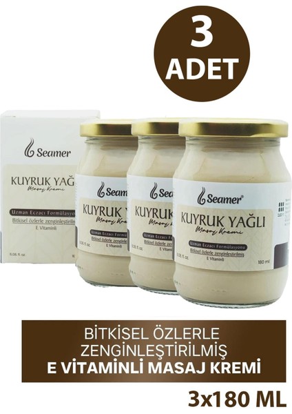 Asfstore Seamer Kuyruk Yağı Masaj Kremi 180 ml 3 Adet