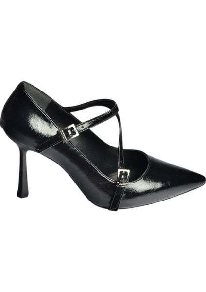 V820467260 Siyah Rustik Kalın Topuklu Kadın Ayakkabı