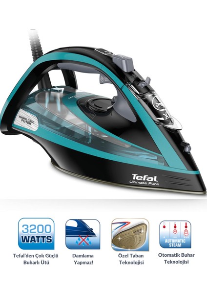 Ultimate Pure Kırışıklık Giderici 3200 Watt Kireç Avcısı Buharlı Ütü, Özel Taban Teknolojisi - Şık Tasarım +Tiftik Toplayıcı