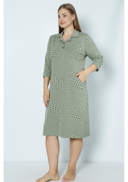 Yeşil Desenli Büyük Beden Jakarlı Büyük Beden Elbise fırsatları