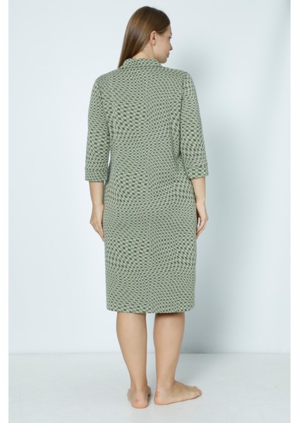 Yeşil Desenli Büyük Beden Jakarlı Büyük Beden Elbise indirimleri
