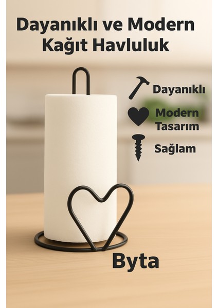 Metal Kağıt Havluluk Kalp Tasarımlı, Estetik ve Dayanıklı