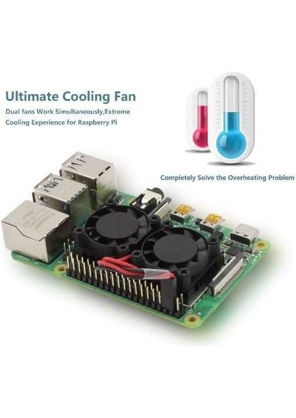 Çift Fanlı Soğutucu (Raspberry Pi 3b+/4b Uyumlu) indirimleri