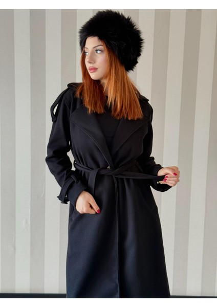 Kadın Kruvaze Yaka Belden Bağlamalı Oversize Kaşe Kaban fiyatları