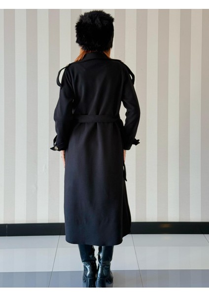 Kadın Kruvaze Yaka Belden Bağlamalı Oversize Kaşe Kaban modelleri