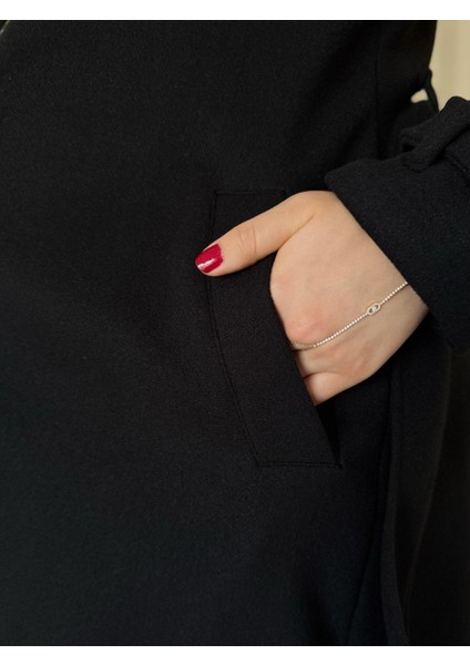 Kadın Kruvaze Yaka Belden Bağlamalı Oversize Kaşe Kaban indirimleri