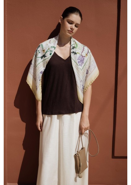 Desenli Modal Eşarp Enjoy Sarı