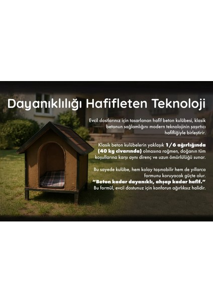 Venüs Küçük Small Irk Hafif Beton Köpek Kulübesi – Premium Koku Yapmaz, Parazit Barındırmaz, Doğal Izolasyonlu