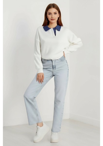 Gömlek Yaka Üç Ip Kadın Sweatshirt