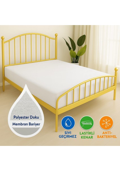 Micro Polyester Dokulu Sıvı Geçirmez Full Fitted Kenarlı Yatağı Tam Koruyan Alez Tek/çift Kişilik