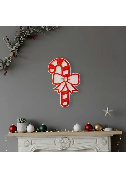 Kurdele Baston Şeker Yılbaşı Süsü 1 Adet Strafor Noel Ağaç Duvar Kapı Süsü fiyatları