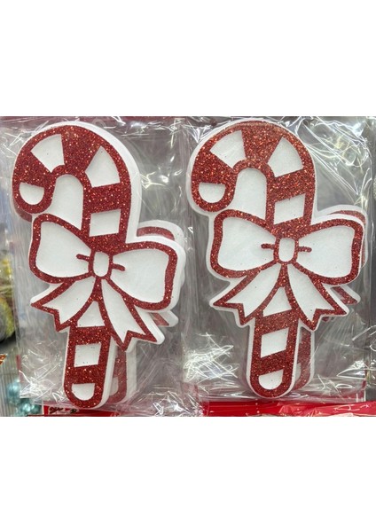 Kurdele Baston Şeker Yılbaşı Süsü 1 Adet Strafor Noel Ağaç Duvar Kapı Süsü fırsatları