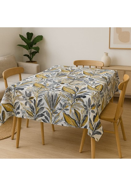 Duck Keten Masa Örtüsü | Su ve Leke Tutmaz | Dayanıklı, Şık Tropikal Desenli Masa Örtüsü