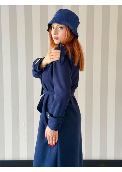 Kadın Kruvaze Yaka Belden Bağlamalı Oversize Kaşe Kaban modelleri