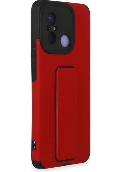 Xiaomi Redmi 12C Kılıf Mega Standlı Silikon - Kırmızı fiyatları