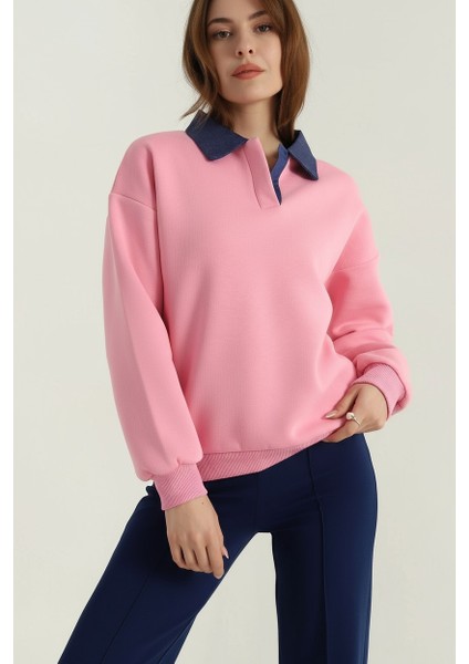 Gömlek Yaka Üç Ip Kadın Sweatshirt fiyatları