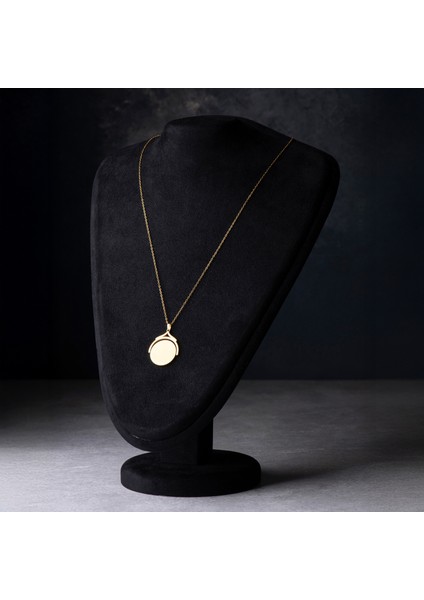 Yuvarlak Formlu Altın Renk Çelik Kadın Kolye – Modern ve ZarifTasarım Kolyesi fiyatları