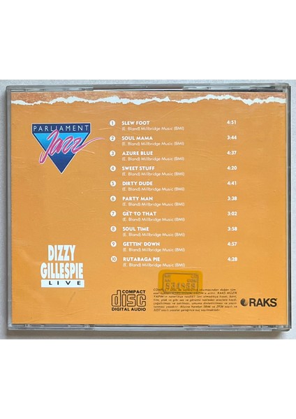 Dizzy Gillespie Live CD (Orijinal Dönem Baskı Cd) fiyatları
