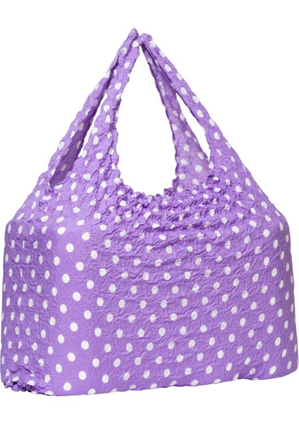 Büyük Boy Genişleyen Puantiyeli Lila Alışveriş Çantası fiyatları