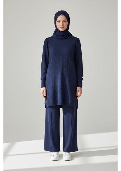 Merserize Kumaş Desenli Dokulu Triko Takım - MDS552855TRTKM