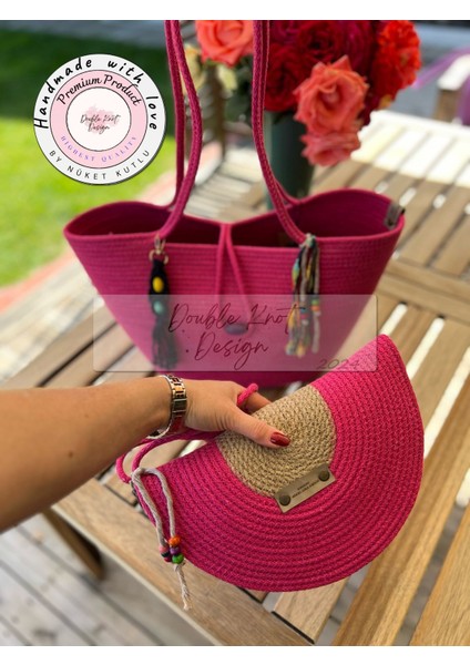 Bella 2li Takım Plaj Çantası , El Çantası Clutch, Totebag, Kadın, Yazlık, Hediyelik