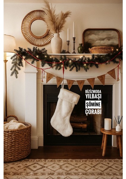 Yılbaşı Hediye Çorabı Noel Çorabı Hediye Kesesi Yeni Yıl Şömine Çorabı