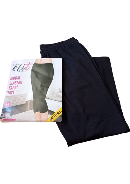 Kadın Tayt Kapri Siyah Penye Modal Yumuşak Esnek Nefes Alan Likralı Kumaş Slim - Tutku Elit fiyatları