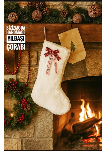 Yılbaşı Ağacı Çorabı Şömine Çorabı Yeniyıl Dekoratif Çorap Noel Çorabı