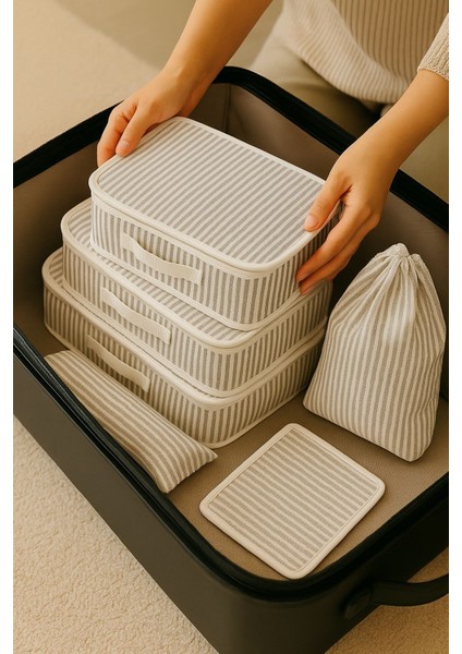 6'lı Valiz Içi Düzenleyici Set Çizgili | Bavul Organizer Seyahat Çantası Düzenleme Kutusu fiyatları