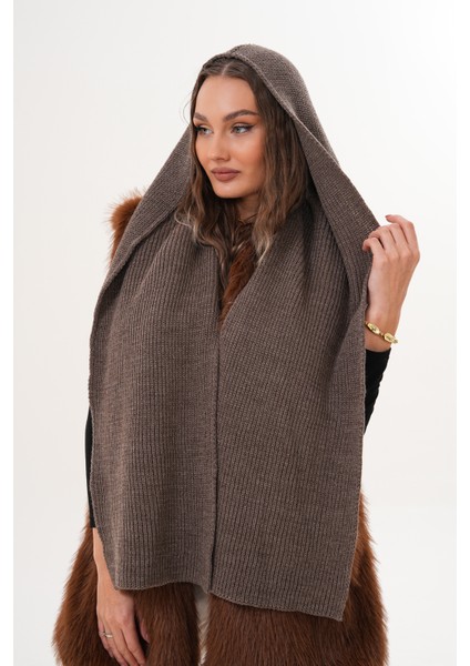 Kapüşon Detaylı Örgü Şal | Hooded Scarf Trendi