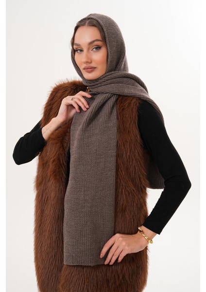 Kapüşon Detaylı Örgü Şal | Hooded Scarf Trendi indirimleri