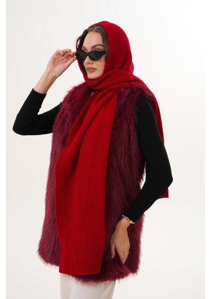 Kapüşon Detaylı Örgü Şal | Hooded Scarf Trendi indirimleri