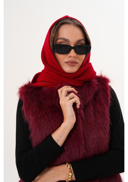 Kapüşon Detaylı Örgü Şal | Hooded Scarf Trendi