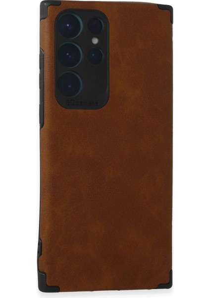 OMR02 Samsung Galaxy S22 Ultra Kılıf Loop Deri Silikon - Kahverengi