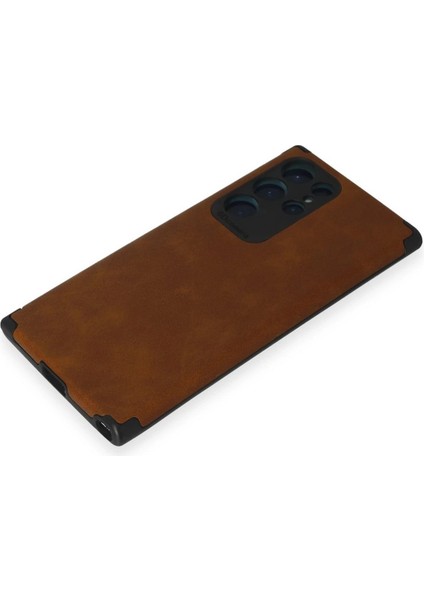 OMR02 Samsung Galaxy S22 Ultra Kılıf Loop Deri Silikon - Kahverengi fırsatları