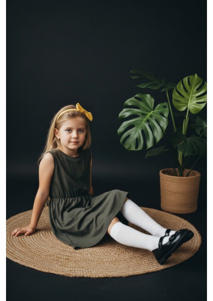 0027 - Haki Yeşil Elbise Sarı Bandana Takım