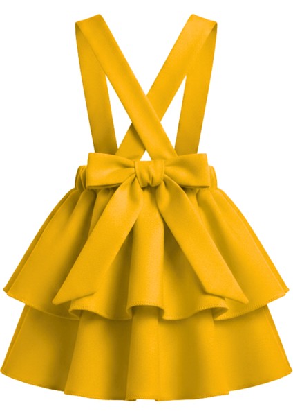 Kız Çocuk Helen Sarı Askılı Kat Kat Bağlama 23 Nisan Jile Elbise fırsatları