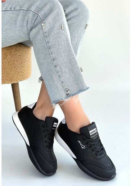 Tawen Siyah Cilt Bağcıklı Spor Ayakkabı - Lisinya