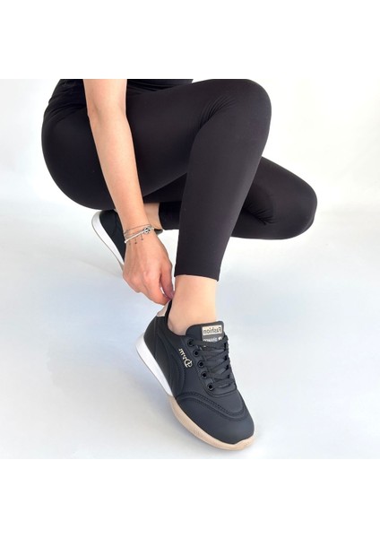 Tawen Siyah Cilt Bej Tabanlı Bağcıklı Spor Ayakkabı - Lisinya fırsatları