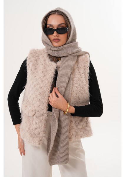 Kapüşon Detaylı Örgü Şal | Hooded Scarf Trendi