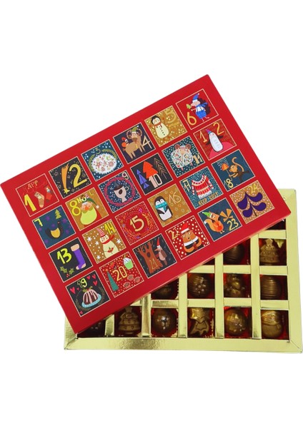 Premium Advent Takvimi, 24 Adet El Yapımı Çikolata, Yılbaşı Özel