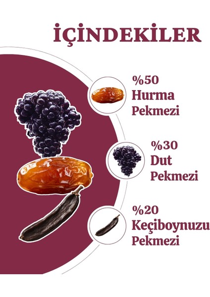 Karışık Pekmez - Keçiboynuzu, Dut ve Hurma Pekmezi Karışımı 350 G fiyatları