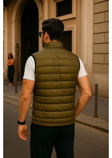 Erkek Kışlık Premium Basic Astarlı Haki Şişme Yelek indirimleri