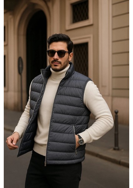 Erkek Kışlık Premium Basic Astarlı Füme Şişme Yelek fiyatları