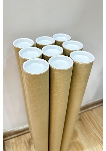 Postüp Beyaz Kapaklı Silindir Kutu Rulo Tüp Masura 5 cm x 55 cm 9 Adet